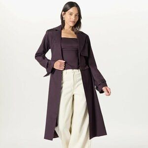 Women's Plum Trench Coat M NWT, Takkundaa Collab, Statement Outerwear, Capsule